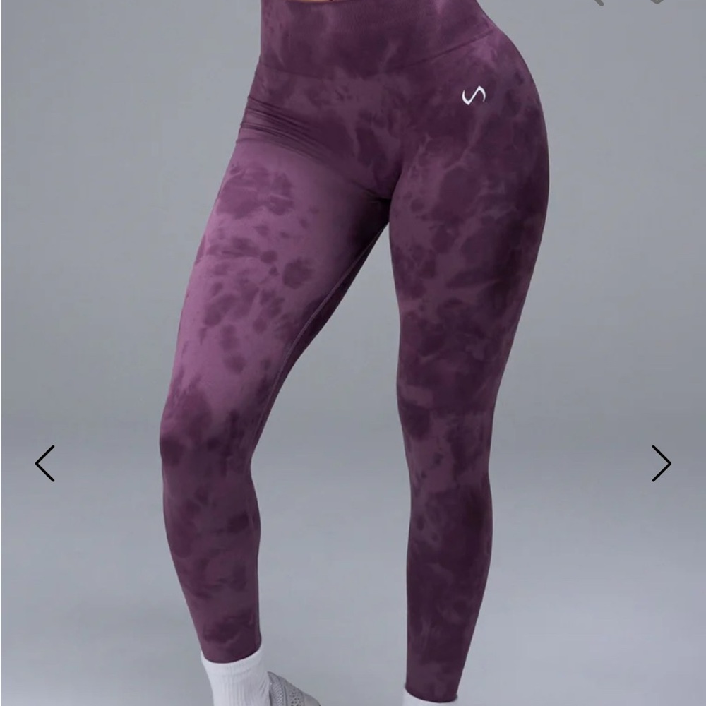 High-Waist Tie-Dye Leggings - Purple